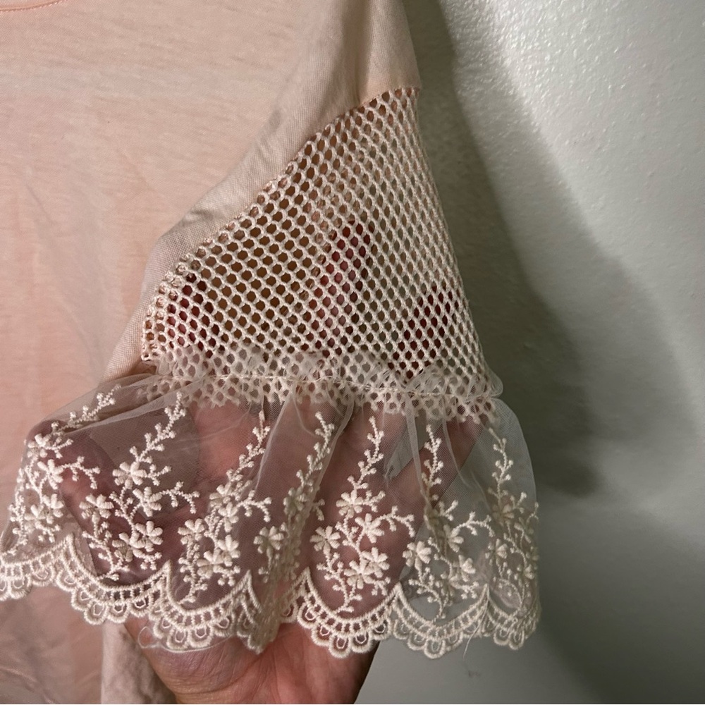 Molly Bracken Women's Blush Lace Sleeve Tee - Picture 3 of 6